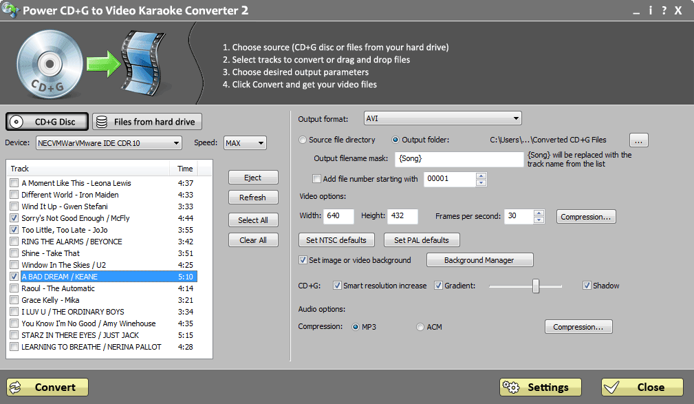 Power CD G to MP4 Karaoke Converter